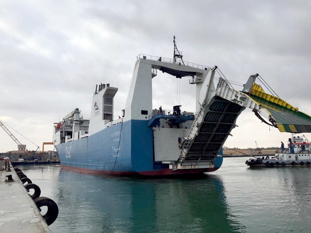 Al Arish Port Receives First RO RO Ship At The New Commercial Berth Al Arish Port Receives First RO RO Ship At The New Commercial Berth